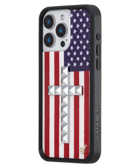 Stud Cross American Flag iPhone Case