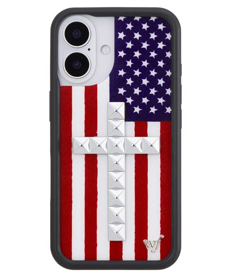 Stud Cross American Flag iPhone Case