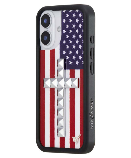 Stud Cross American Flag iPhone Case