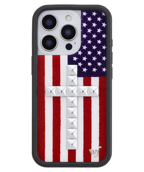 Stud Cross American Flag iPhone Case
