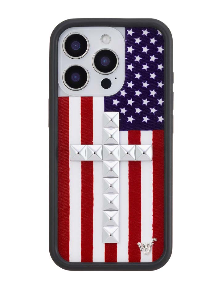 Stud Cross American Flag iPhone Case