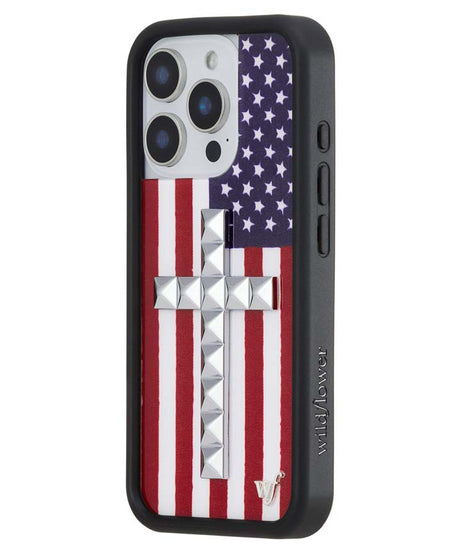Stud Cross American Flag iPhone Case