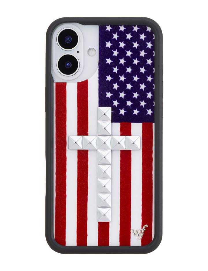 Stud Cross American Flag iPhone Case