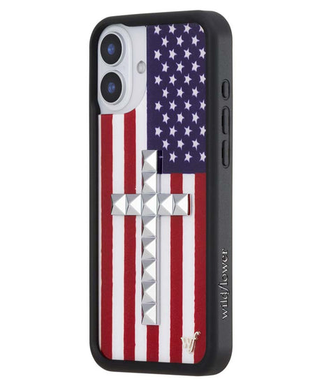 Stud Cross American Flag iPhone Case