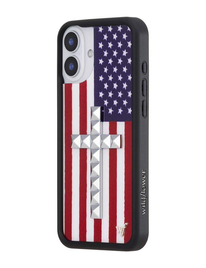 Stud Cross American Flag iPhone Case