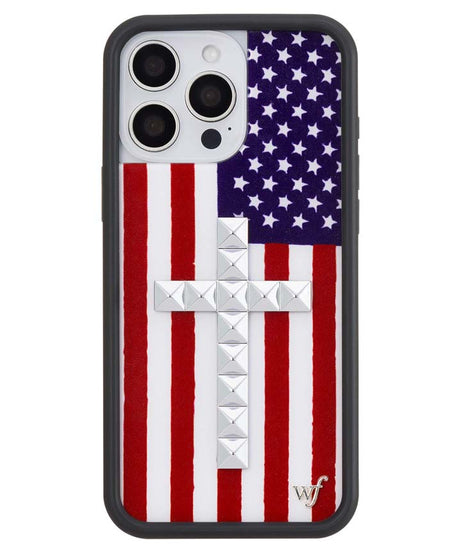 Stud Cross American Flag iPhone Case