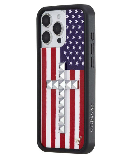 Stud Cross American Flag iPhone Case