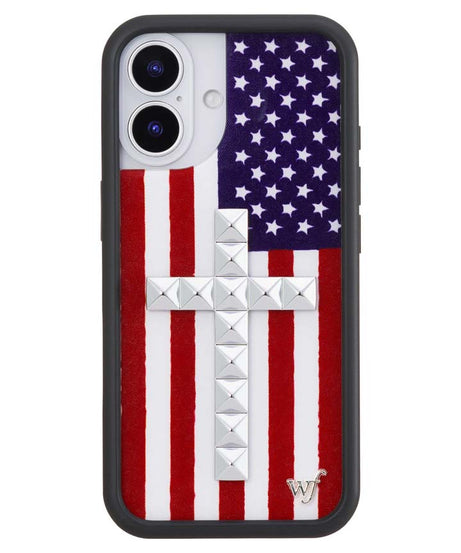 Stud Cross American Flag iPhone Case