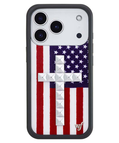 Stud Cross American Flag iPhone Case