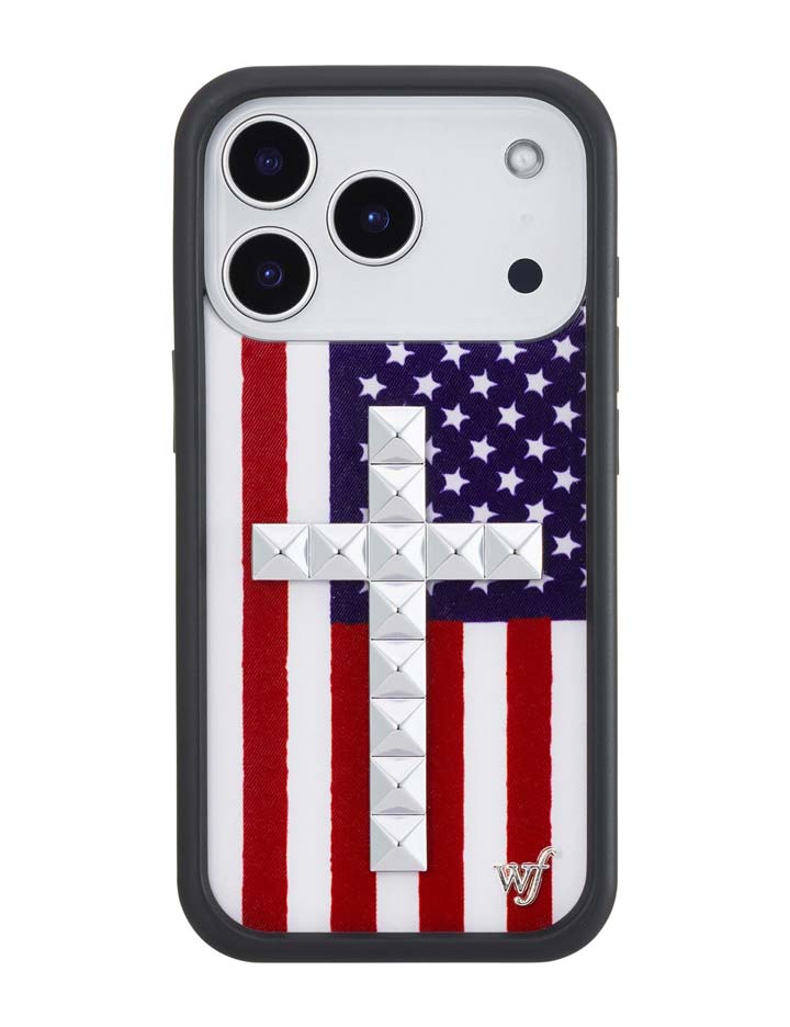 Stud Cross American Flag iPhone Case
