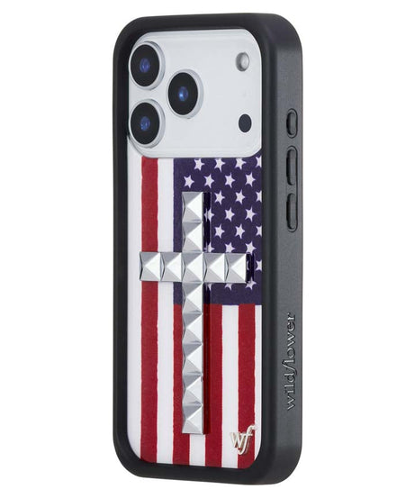 Stud Cross American Flag iPhone Case