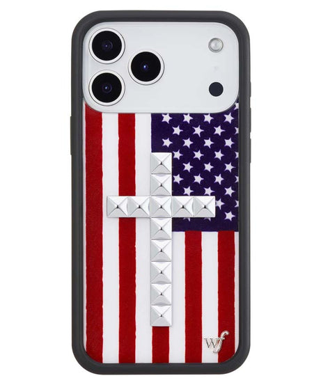 Stud Cross American Flag iPhone Case
