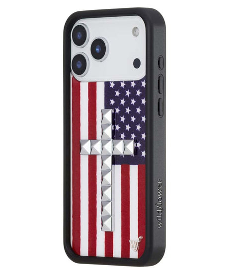 Stud Cross American Flag iPhone Case