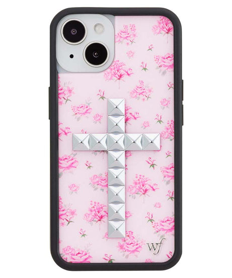 Stud Cross Forget Me Not Floral | Pink iPhone Case