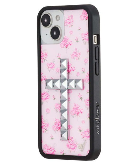 Stud Cross Forget Me Not Floral | Pink iPhone Case