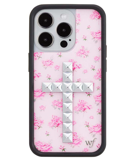 Stud Cross Forget Me Not Floral | Pink iPhone Case
