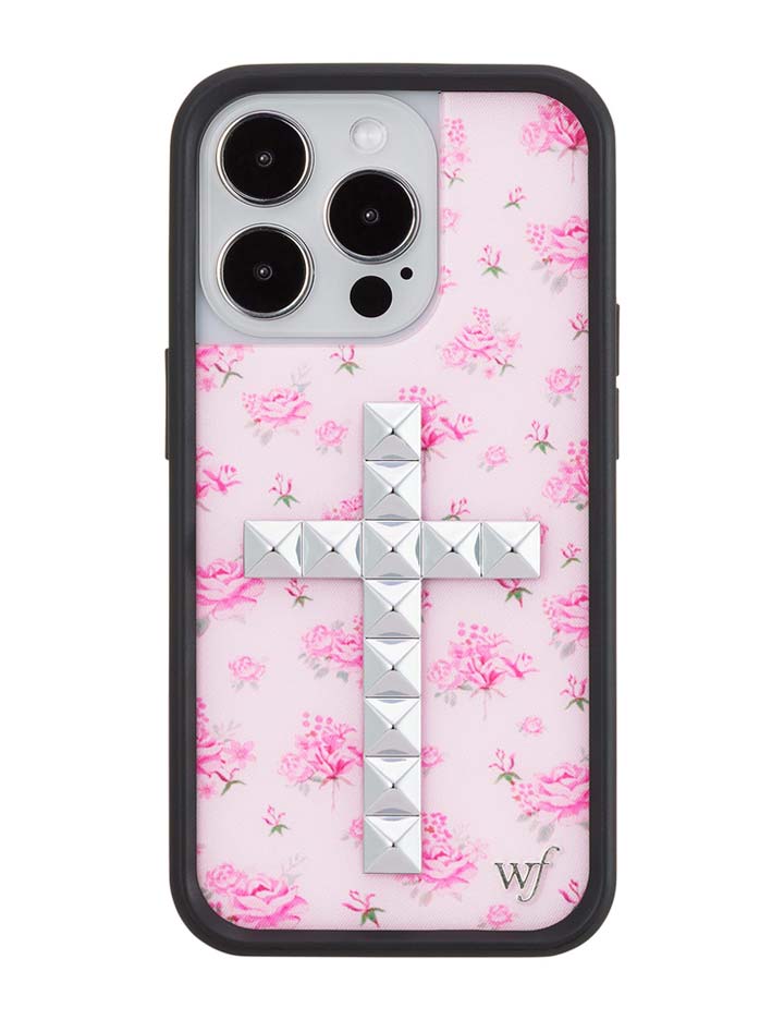 Stud Cross Forget Me Not Floral | Pink iPhone Case