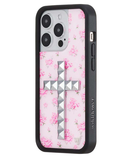 Stud Cross Forget Me Not Floral | Pink iPhone Case