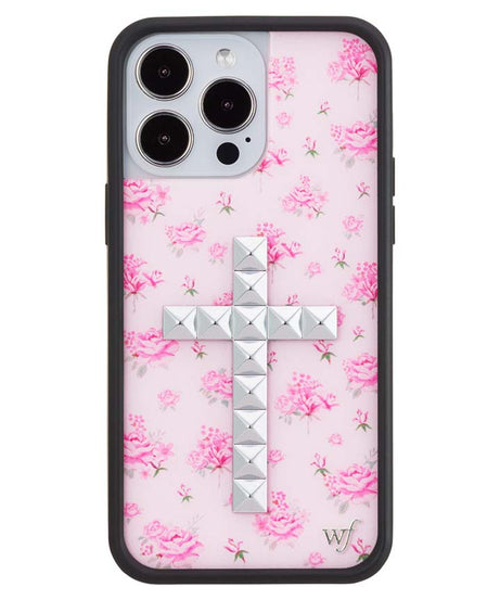 Stud Cross Forget Me Not Floral | Pink iPhone Case