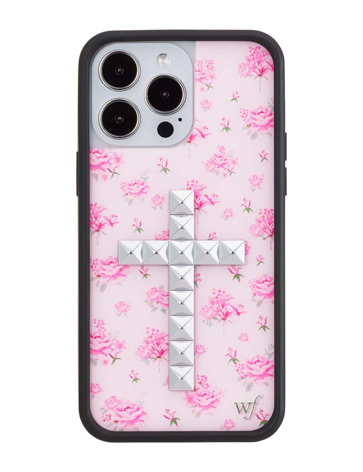 Stud Cross Forget Me Not Floral | Pink iPhone Case