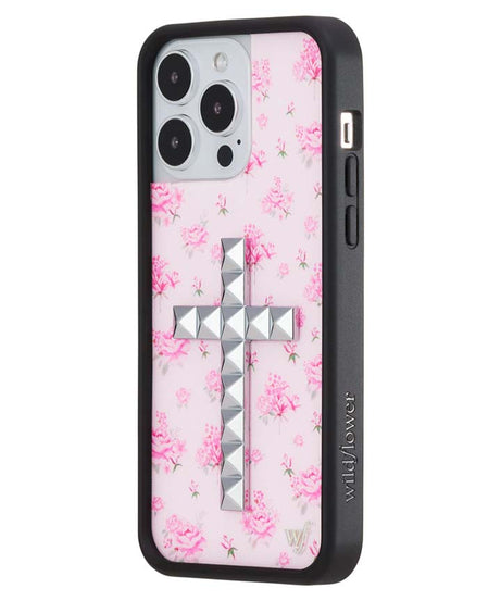 Stud Cross Forget Me Not Floral | Pink iPhone Case