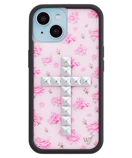 Stud Cross Forget Me Not Floral | Pink iPhone Case