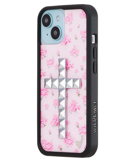 Stud Cross Forget Me Not Floral | Pink iPhone Case