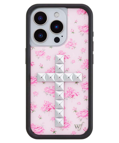 Stud Cross Forget Me Not Floral | Pink iPhone Case