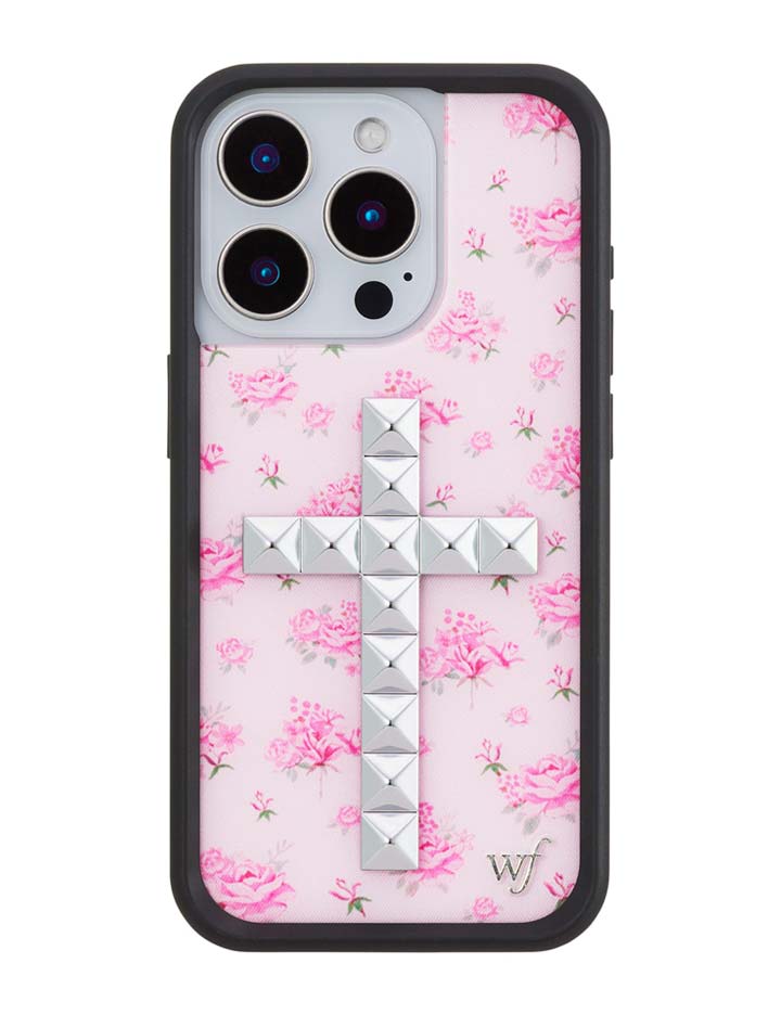 Stud Cross Forget Me Not Floral | Pink iPhone Case