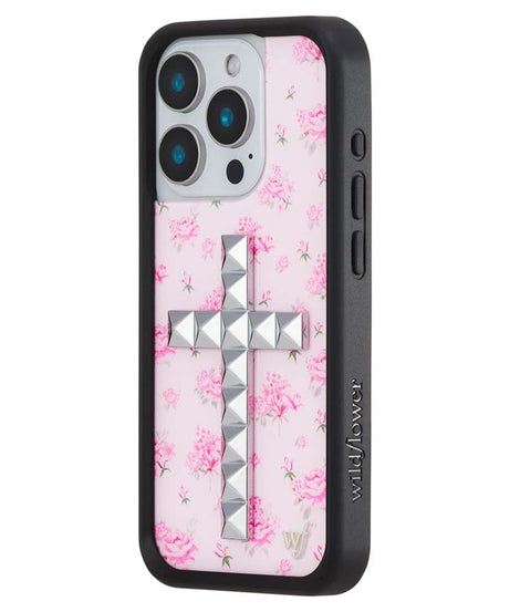 Stud Cross Forget Me Not Floral | Pink iPhone Case