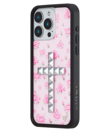 Stud Cross Forget Me Not Floral | Pink iPhone Case