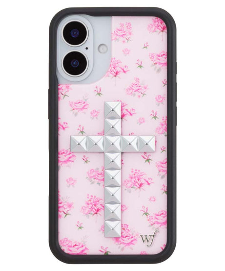 Stud Cross Forget Me Not Floral | Pink iPhone Case