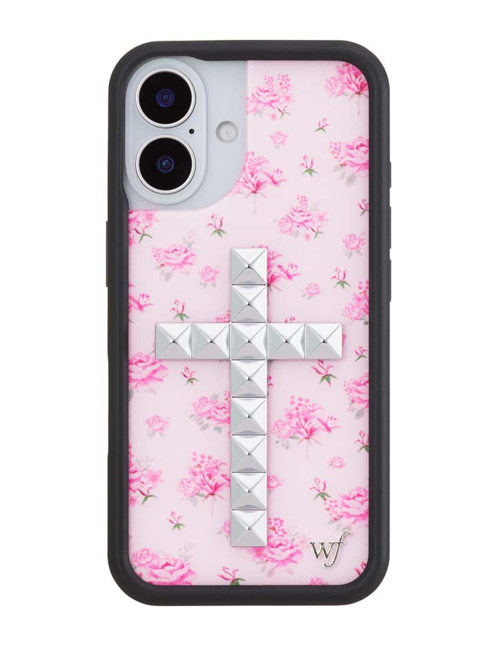 Stud Cross Forget Me Not Floral | Pink iPhone Case