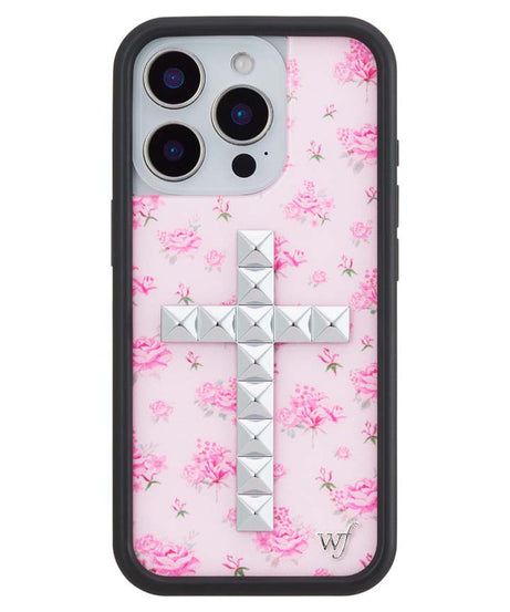Stud Cross Forget Me Not Floral | Pink iPhone Case
