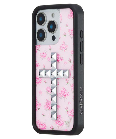 Stud Cross Forget Me Not Floral | Pink iPhone Case
