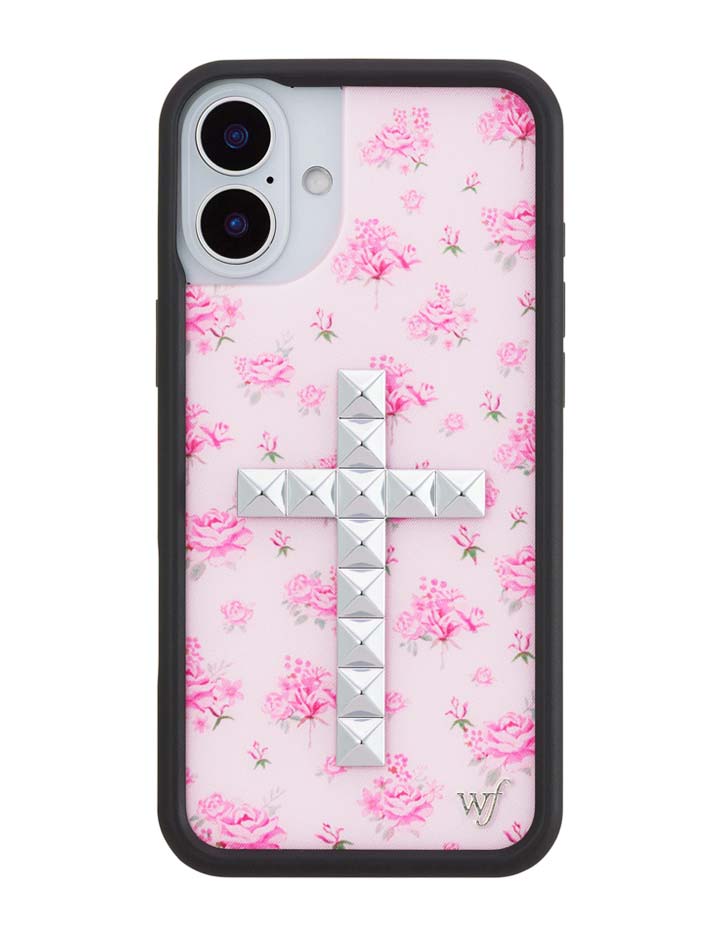 Stud Cross Forget Me Not Floral | Pink iPhone Case