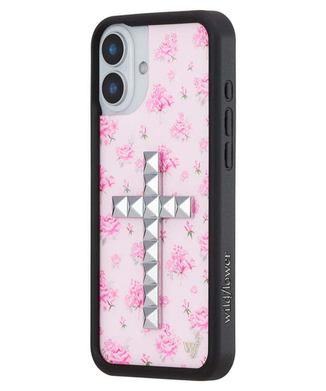 Stud Cross Forget Me Not Floral | Pink iPhone Case