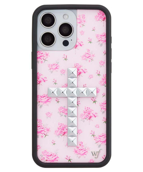 Stud Cross Forget Me Not Floral | Pink iPhone Case