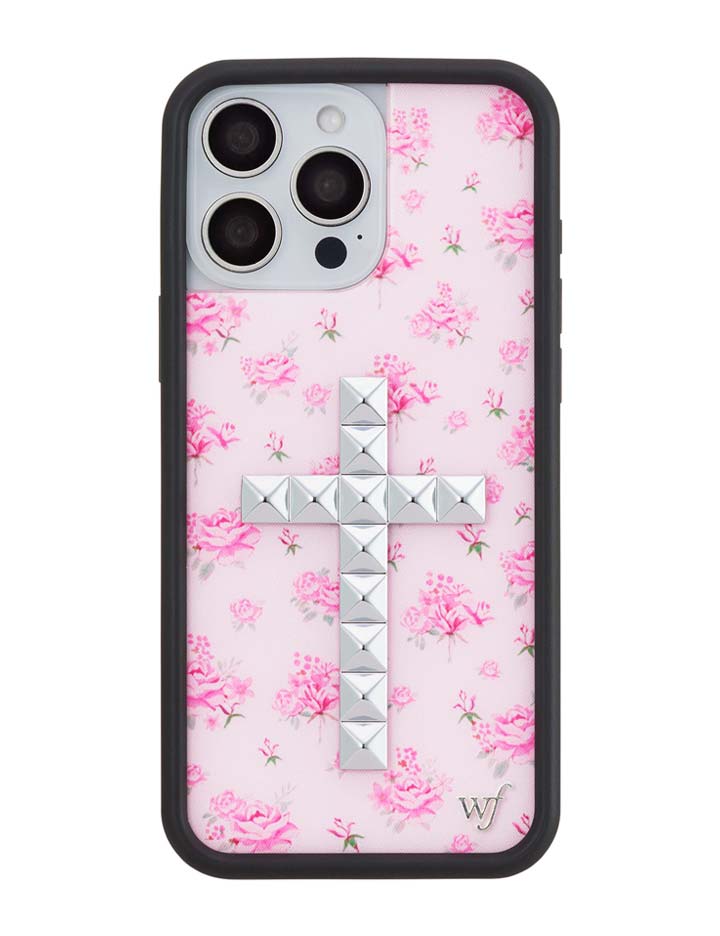 Stud Cross Forget Me Not Floral | Pink iPhone Case