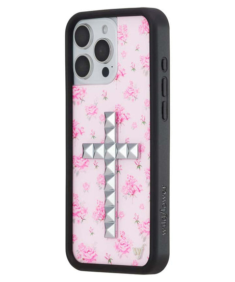 Stud Cross Forget Me Not Floral | Pink iPhone Case
