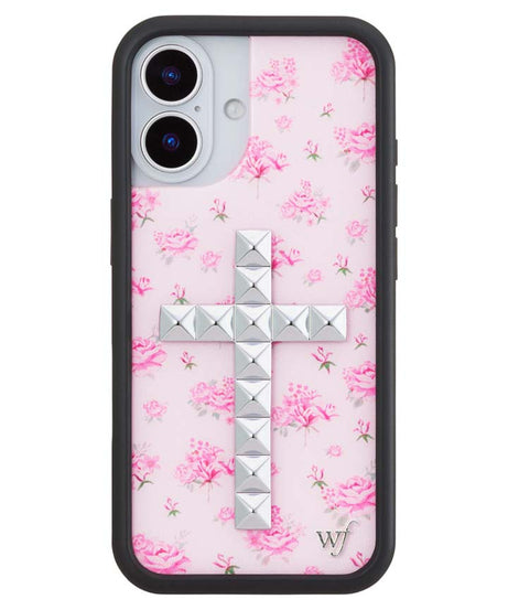 Stud Cross Forget Me Not Floral | Pink iPhone Case