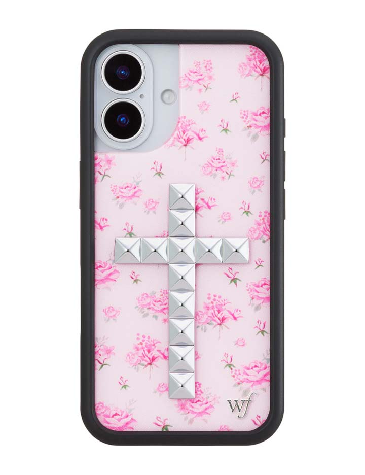 Stud Cross Forget Me Not Floral | Pink iPhone Case