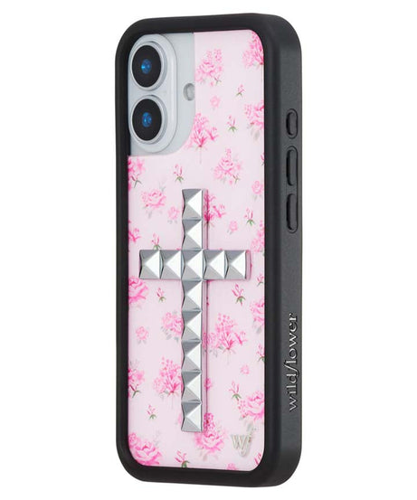 Stud Cross Forget Me Not Floral | Pink iPhone Case