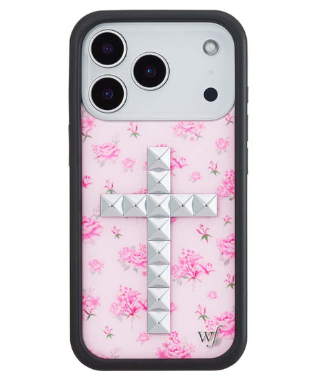 Stud Cross Forget Me Not Floral | Pink iPhone Case