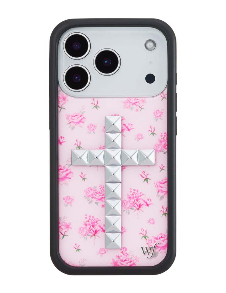 Stud Cross Forget Me Not Floral | Pink iPhone Case