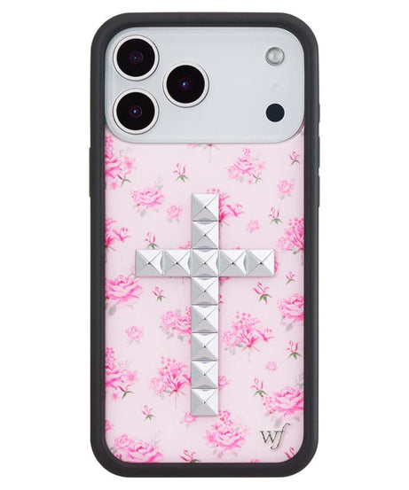 Stud Cross Forget Me Not Floral | Pink iPhone Case