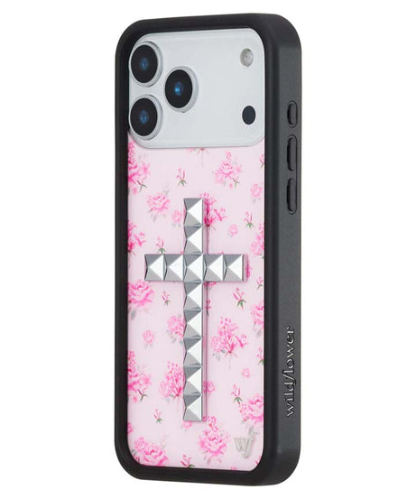 Stud Cross Forget Me Not Floral | Pink iPhone Case