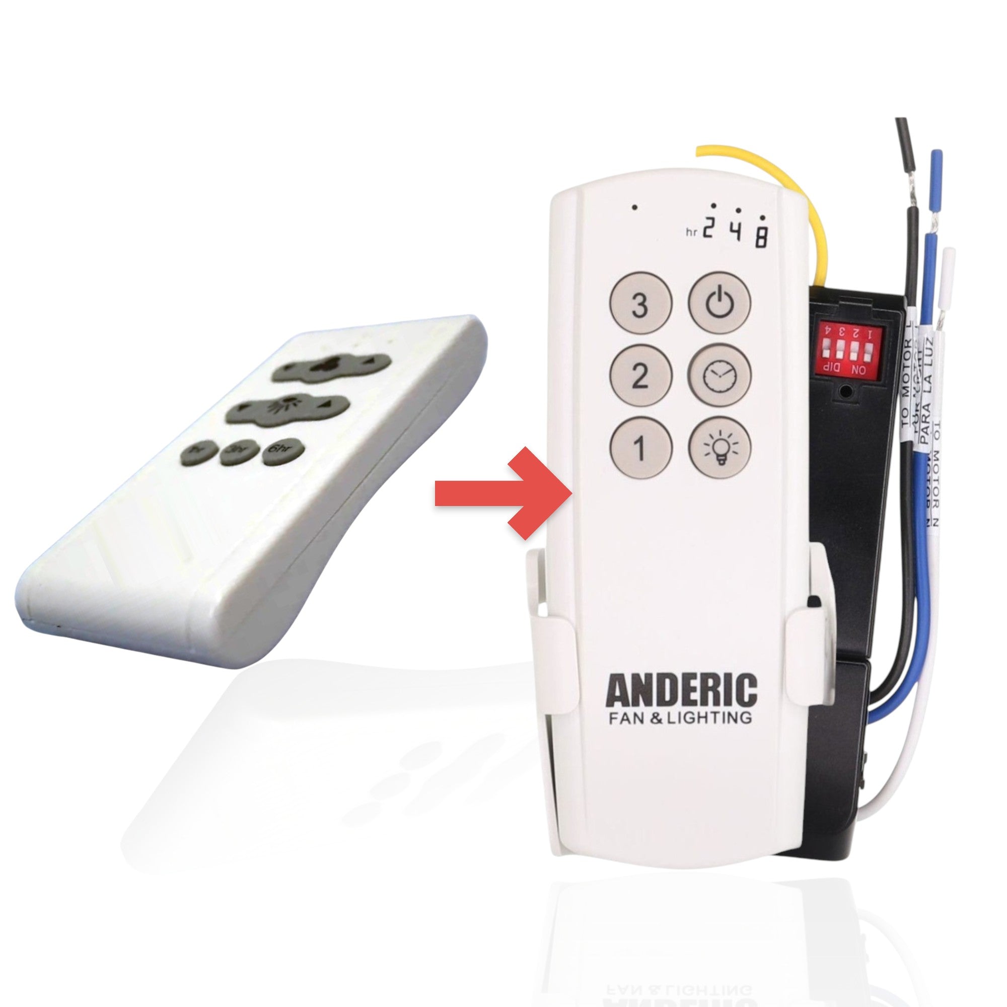 Anderic Substitute for Fanimation Fans KUJCE10408 Ceiling Fan Remote Control [63T-AC83T-KIT]
