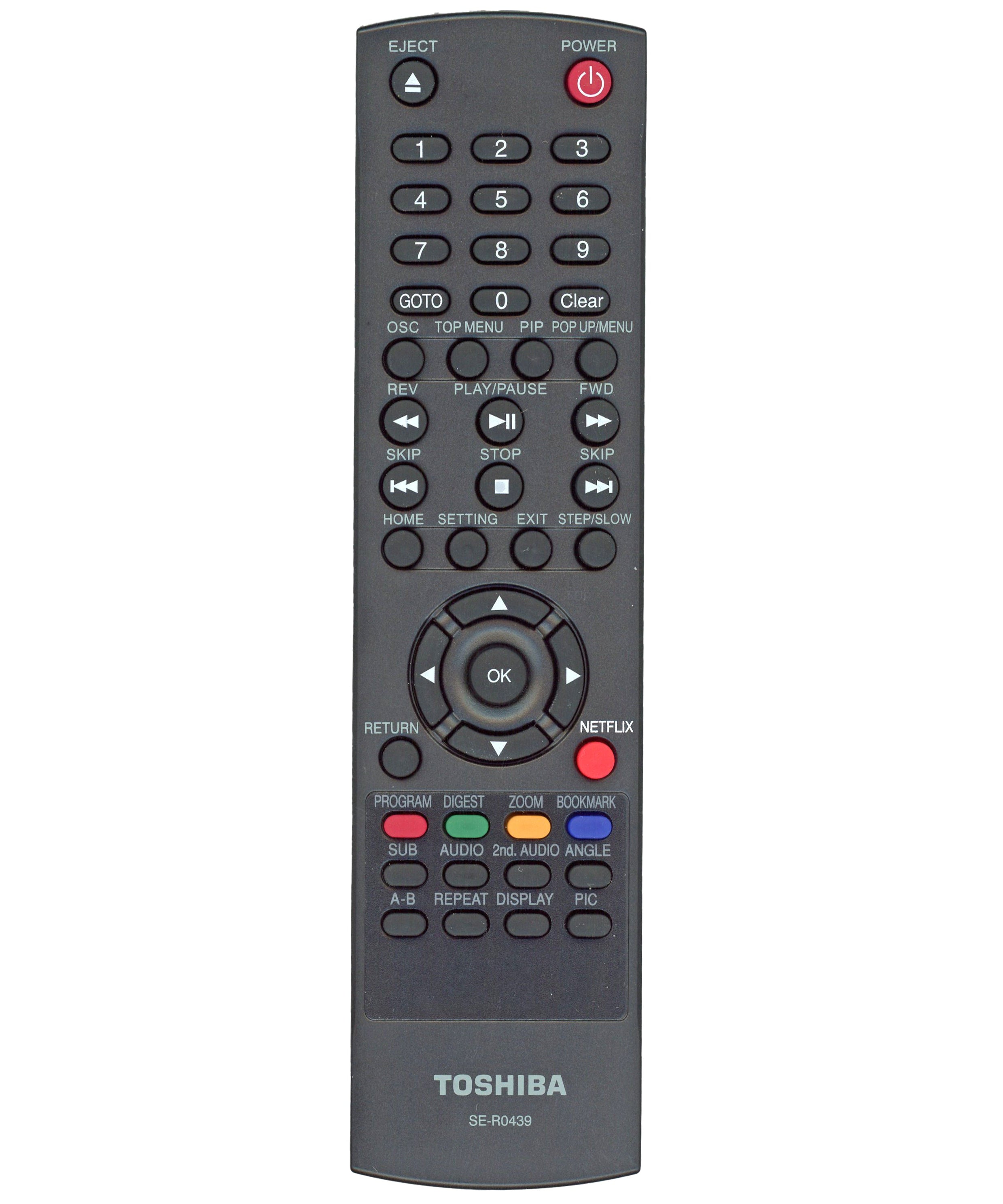 Toshiba SE-R0439 Media Box and Blu-ray Disc Player Remote Control - AH701131