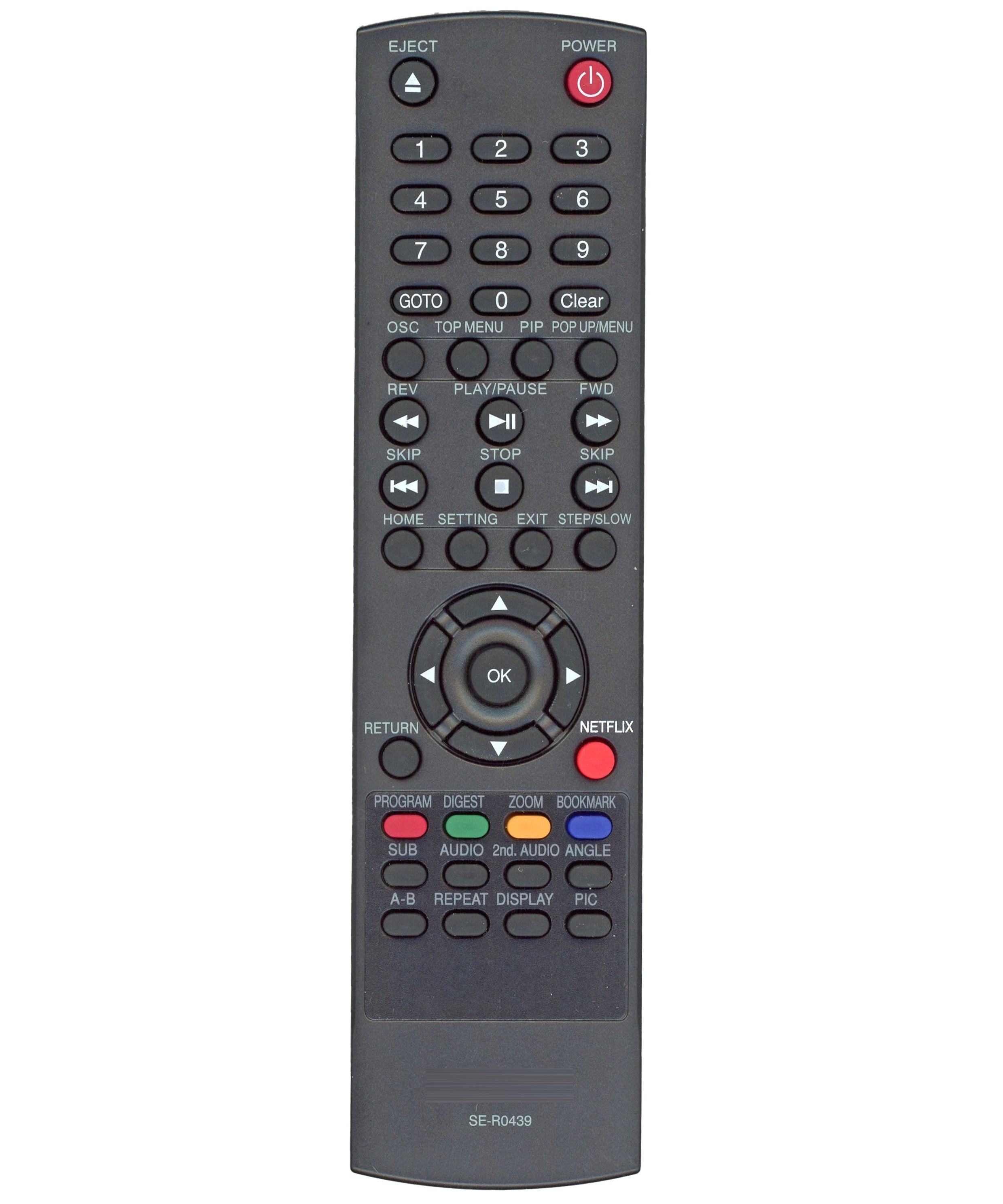 Toshiba SE-R0439 Media Box and Blu-ray Disc Player Remote Control - AH701131